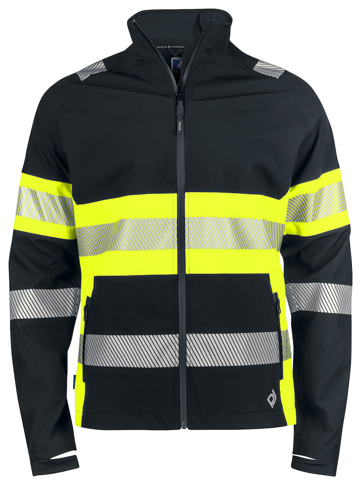 Herren Sicherheitsjacke Sicherheitsjacken Projob 6442 WASSER- UND WINDDICHTE SOFTSHELL JACKE EN ISO 20471 KLASSE 1 646442