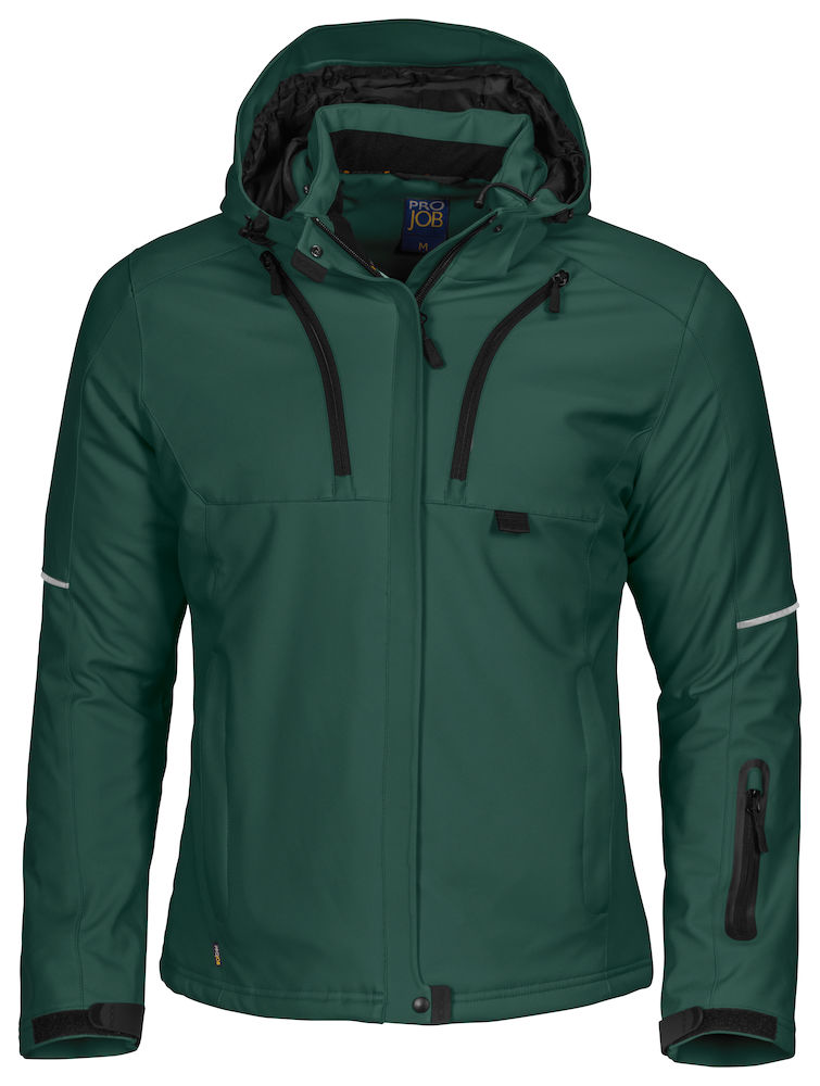 SoftshelljackeProJob3413gefütterte3-lagigeSoftshellJacke643413Waldgrün66 Damen Softshelljacke ProJob 3413 gefütterte 3-lagige Softshell Jacke 643413