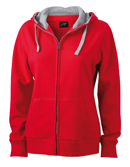 DamenKapuzenjackeJames&NicholsonLifestyleZip-HoodyJN962RedGrey-Heather_1 Damen Kapuzenjacke James&Nicholson Lifestyle Zip-Hoody JN962