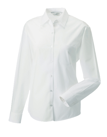 DamenBluselangarmRussellPureCottonPoplinR-936F-0White_1 Damen Bluse langarm Russell Pure Cotton Poplin R-936F-0