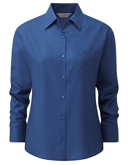 DamenBluselangarmRussellPolycottonPoplinR-934F-0BrightRoyal_1 Damen Bluse langarm Russell Polycotton Poplin R-934F-0