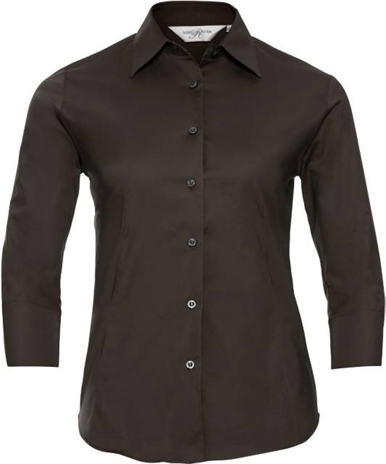 DamenBluse3/4kurzarmRussellCollectionFittedStretchR-946F-0Chocolate Damen Bluse 3/4 kurzarm Russell Collection Fitted Stretch R-946F-0