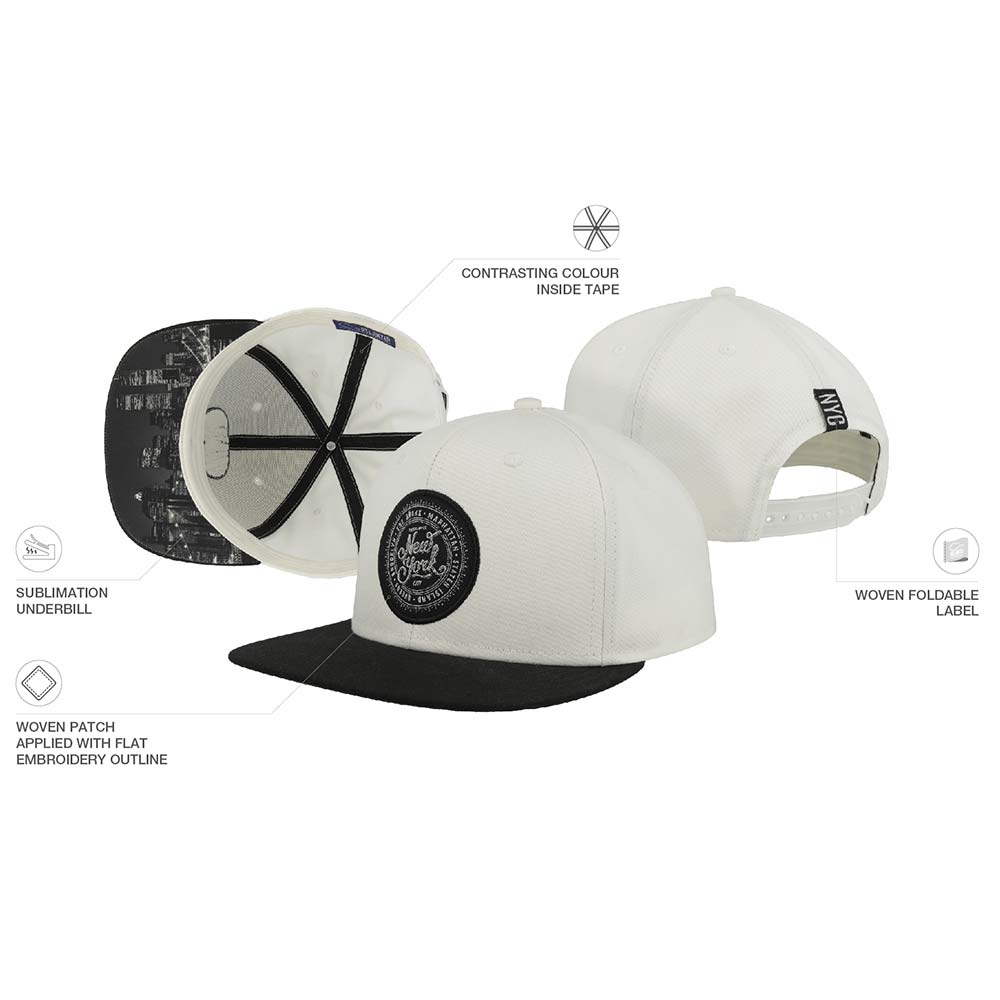 CapAtlantisLAB2130WhiteBlack Cap Atlantis Flat Sonderanfertigung inkl. Veredelung LAB2130