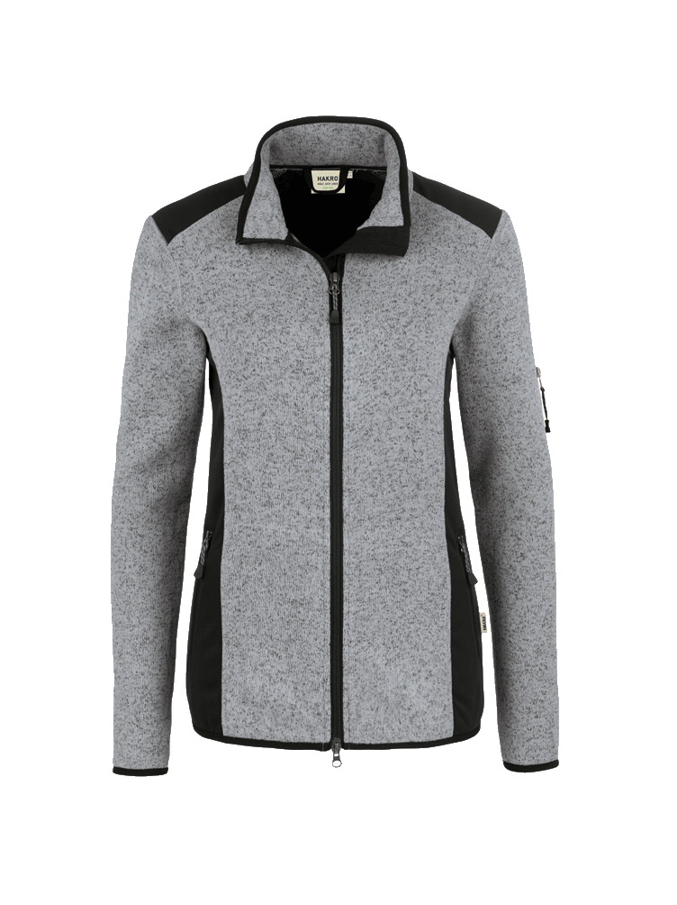 DamenStrickfleecejackeHakroChurchill236graumeliert015_1 Damen Strickfleecejacke Hakro Churchill 236