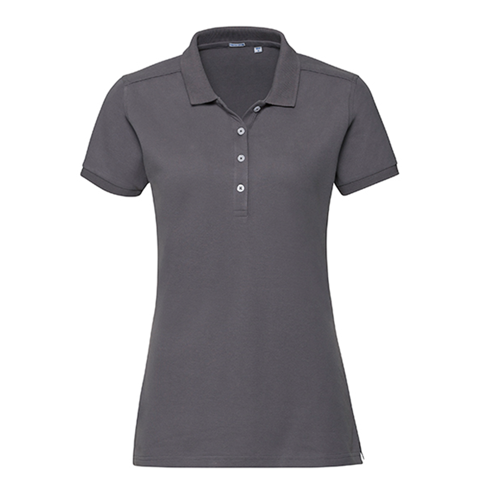 DamenPoloshirtkurzarmRussellStretchR-566F-0UltraConvoyGrey Damen Poloshirt kurzarm Russell Stretch R-566F-0