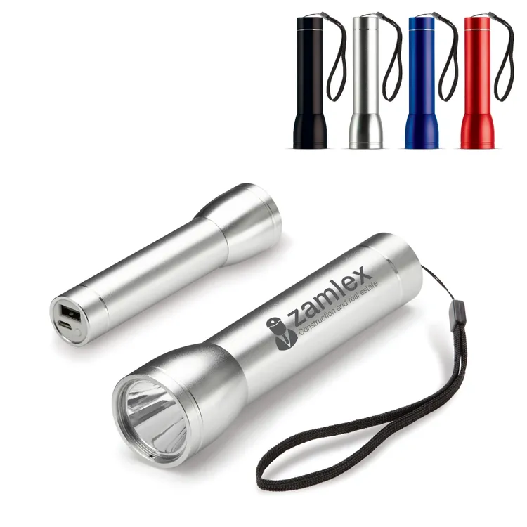 TaschenlampemitPowerbankLT91020Silber Taschenlampe mit Powerbank LT91020