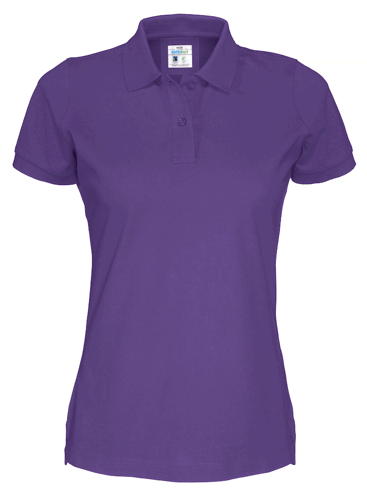 DamenPoloshirtkurzarmCottoverPiqueSS141005Purple885 Damen Poloshirt kurzarm Cottover Pique SS 141005