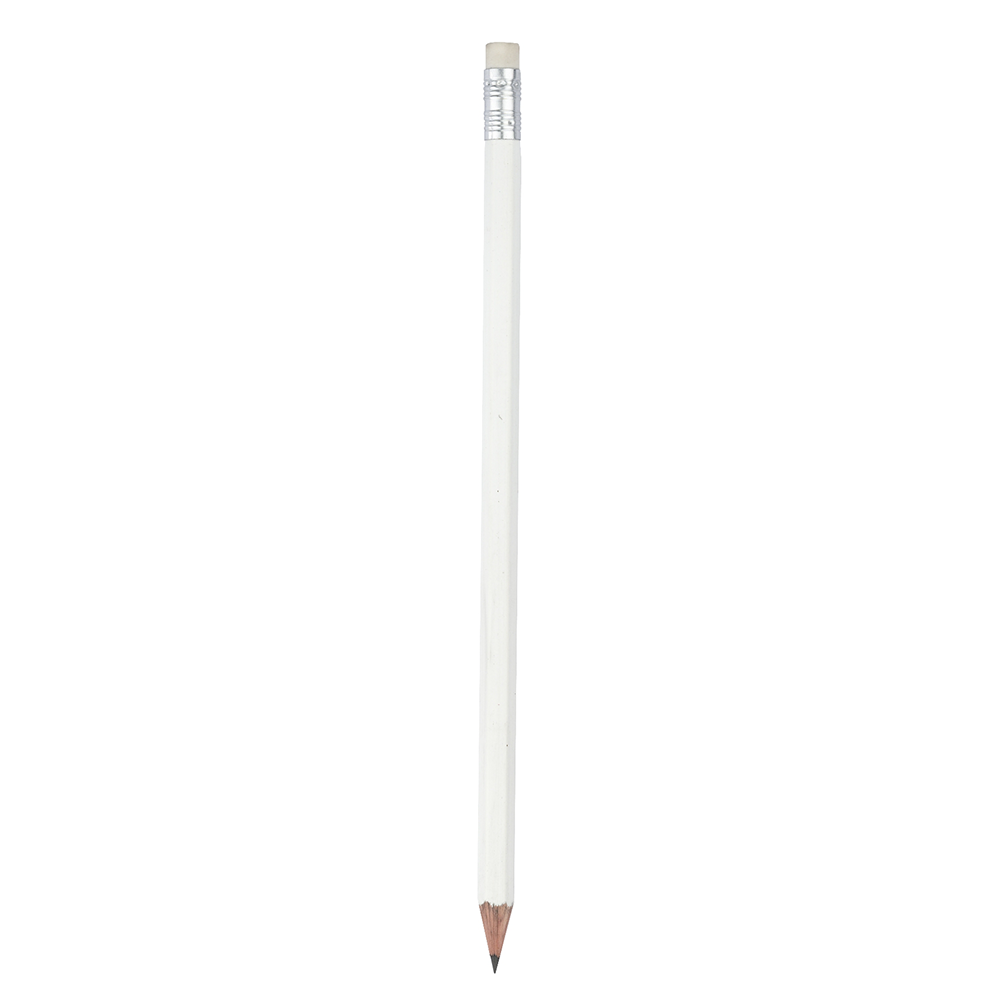 Bleistift6-eckigmitRadiergummi2250.11weiss50_1 Bleistift 6-eckig mit Radiergummi 2250.11