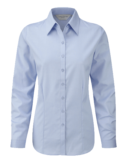 DamenBluselangarmRussellHerringboneR-962F-0LightBlue_1 Damen Bluse langarm Russell Herringbone R-962F-0