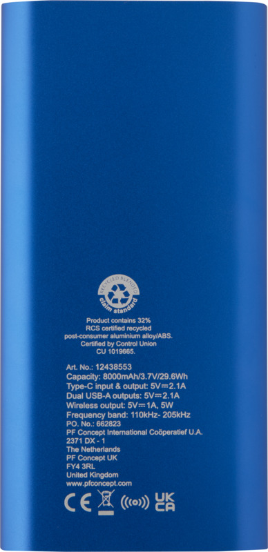 KabellosePowerbank8'000mAhAvenueJuiceroyalblau