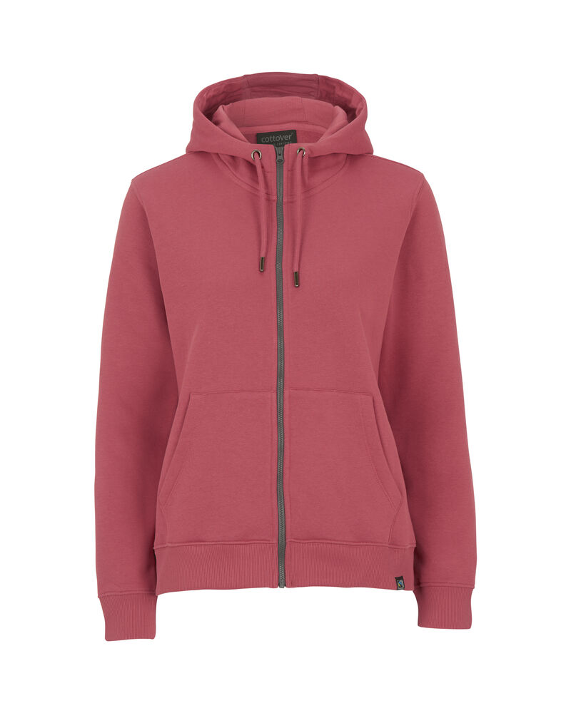 DamenFullzipHoodieCottoverKey141209StaubigesRot448 Damen Fullzip Hoodie Cottover Key 141209