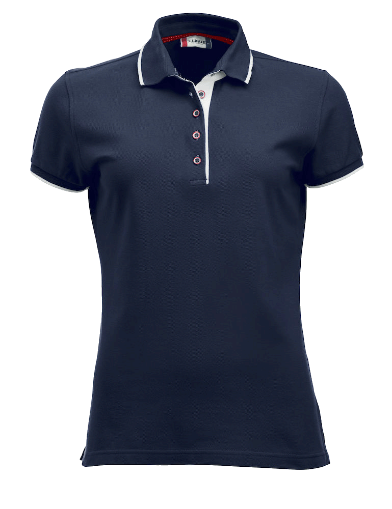DamenPoloshirtkurzarmCliqueSeattleLadies028243DunkelMarine/Weiss580_1 Damen Poloshirt kurzarm Clique Seattle Ladies 028243