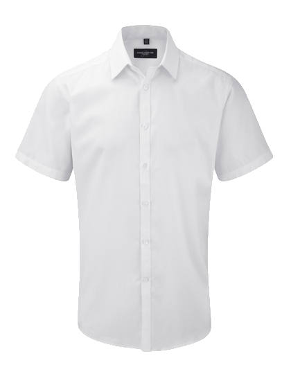 HerrenHemdkurzarmRussellHerringboneSlimR-963M-0White_1 Herren Hemd kurzarm Russell Herringbone Slim R-963M-0
