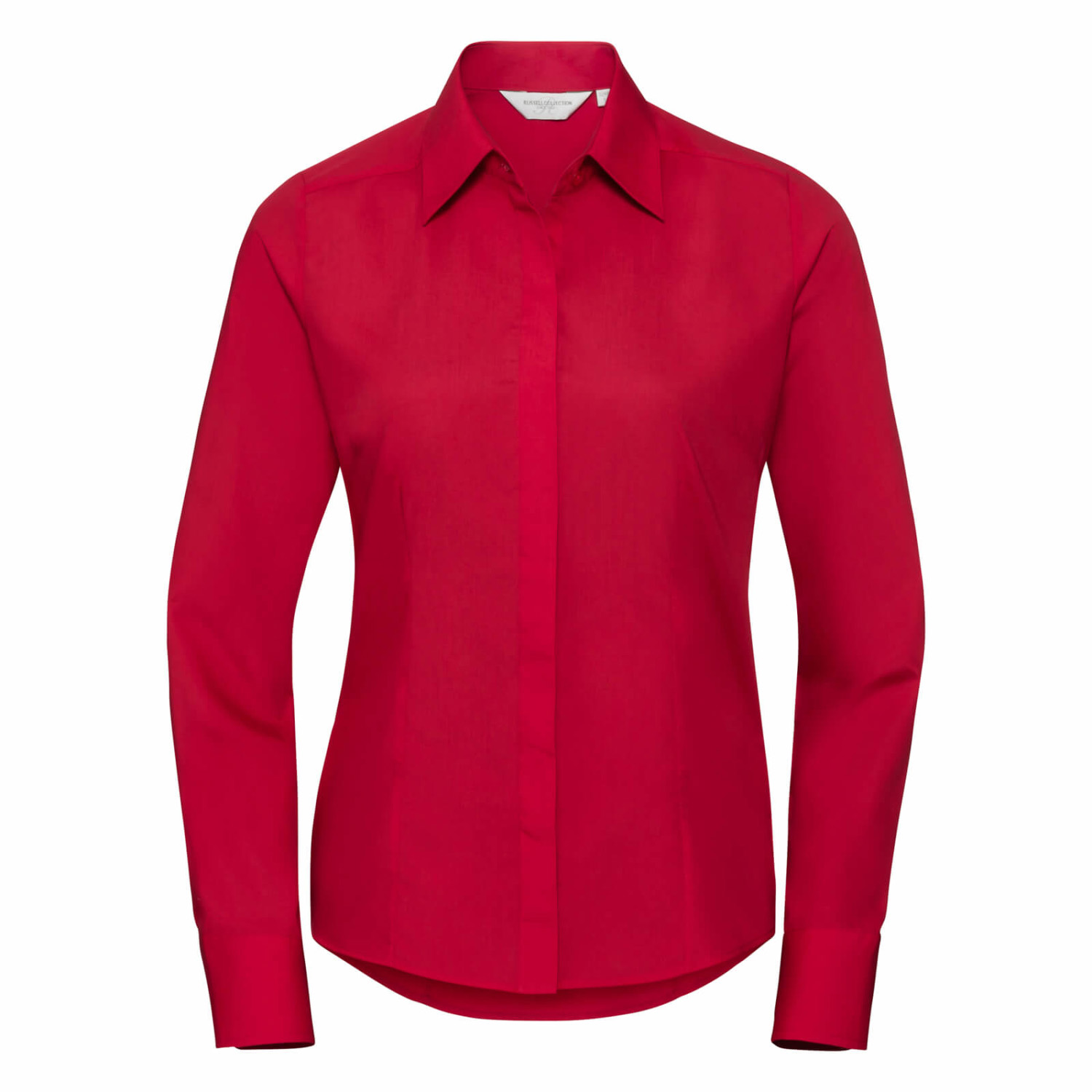 Damen Bluse langarm Russell Collection Fitted Polycotton R-924F-0 Classic Red