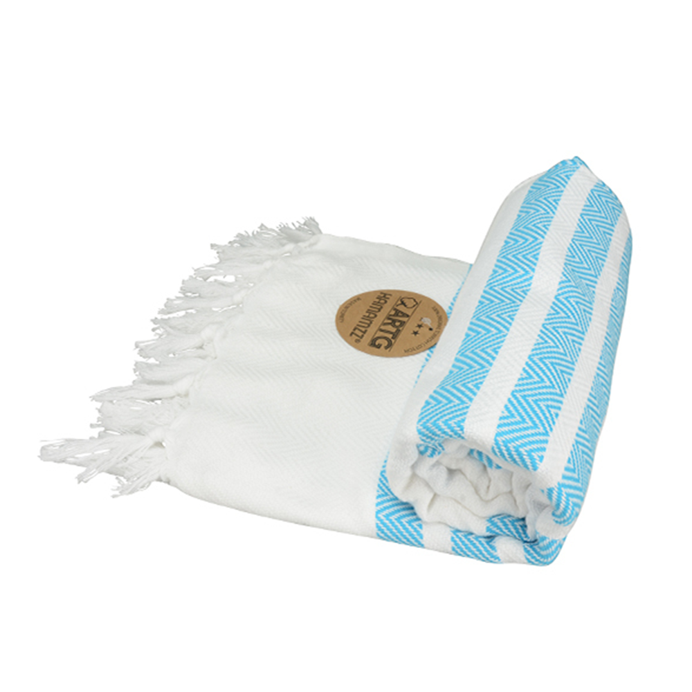 Hamamtuch ARTG Hamamzz Dalaman Towel AR053 White/Aqua Blue