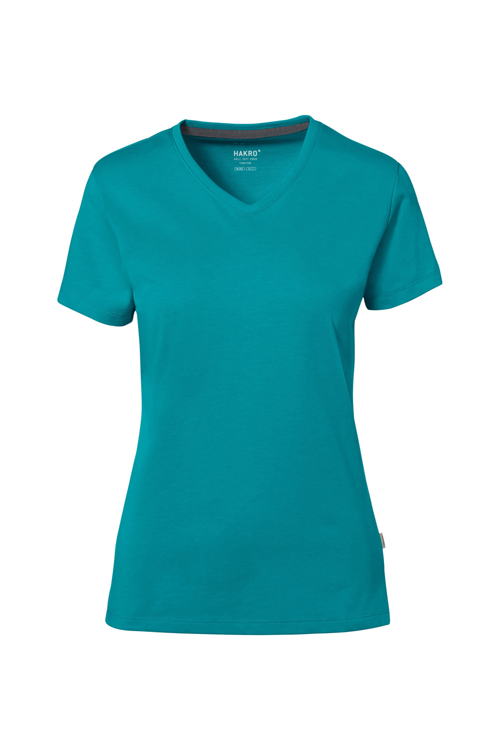 Damen T-Shirt V-Neck kurzarm Hakro Cotton Tec 169 smaragd 012