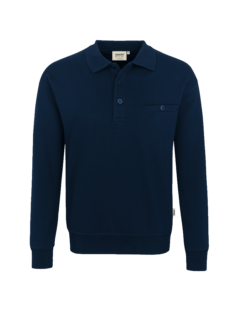 Herren Sweatshirt mit Brusttasche und Kragen Hakro Premium 457 tinte 034_1