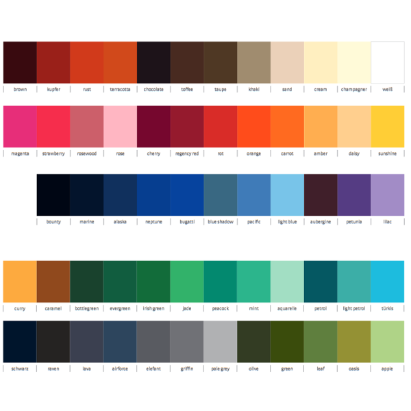 C.G. Workwear Farbkarte 57 Farben