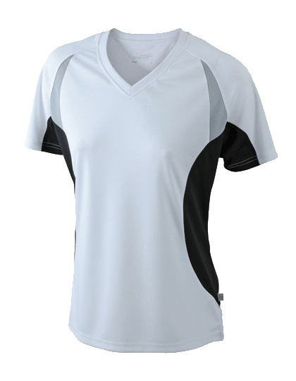 Damen Running-Shirt kurzarm James&Nicholson Running-T JN390 White Black_1
