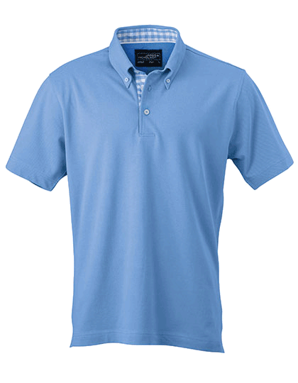 Herren Poloshirt kurzarm James&Nicholson Plain JN 964 Glacier-Blue Glacier-Blue White_1