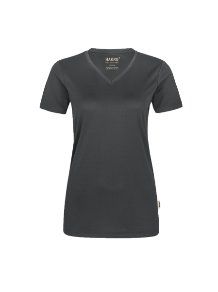 Damen T-Shirt V-Neck kurzarm Hakro COOLMAX® 187 anthrazit 028_1