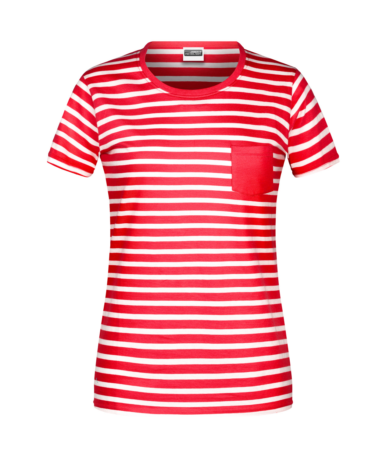 T-Shirt kurzarm James&Nicholson Ladies T-Shirt Striped JN8027 red/white
