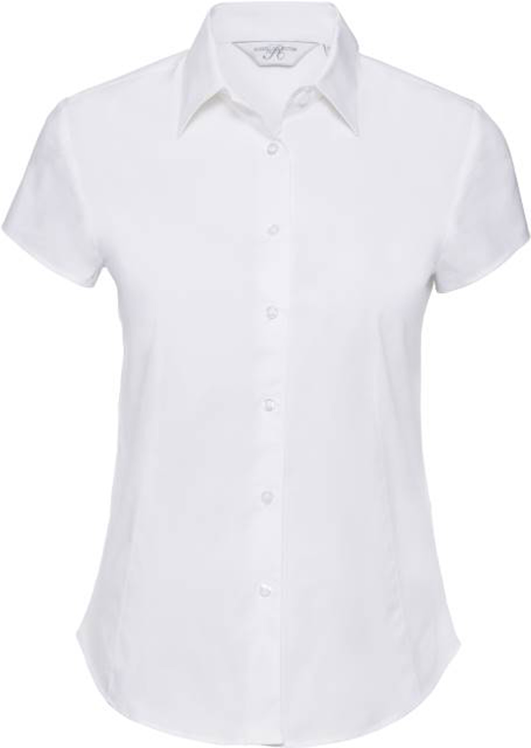 Damen Bluse kurzarm Russell Collection Fitted Stretch R-947F-0 White