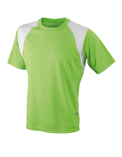 Herren Running-Shirt kurzarm James&Nicholson Running-T JN 397 Lime Green White_1